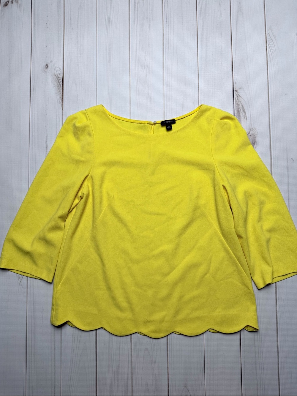 Ann Taylor Yellow Scalloped Hem Women's Top